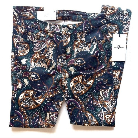 NWT 7 For All Mankind Paisley Ankle Pants - Multicolor - Picture 10 of 10